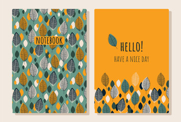 Cover design with leaves pattern. Applicable for notebook cover, planner, brochure, book, catalog etc. 