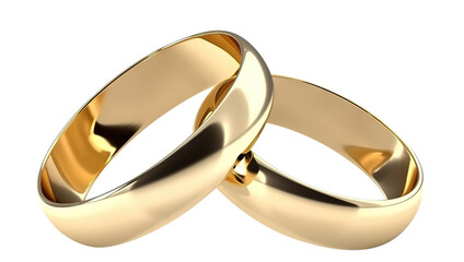 Two golden wedding rings cut out. Based on Generative AI