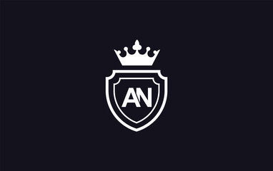 AN Crown and shield symbol icon. royal luxury shield monogram