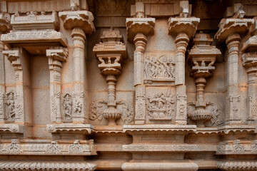 Hazara Rama Temple in Hampi has bas reliefs depicting the story of Ramayana