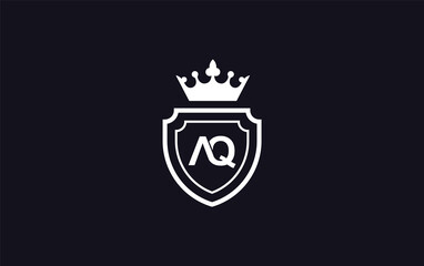 Fototapeta premium AQ Crown and shield symbol icon. royal luxury shield monogram