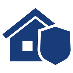 House and shield icon on white