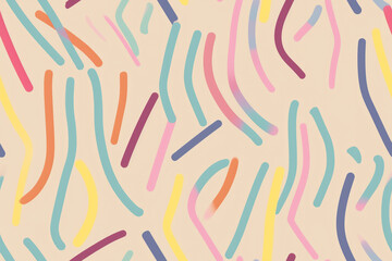 Fun colorful lines abstract doodle seamless pattern. Generative ai