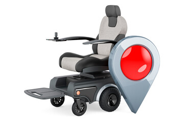 Motorized Power Chair with map pointer. 3D rendering