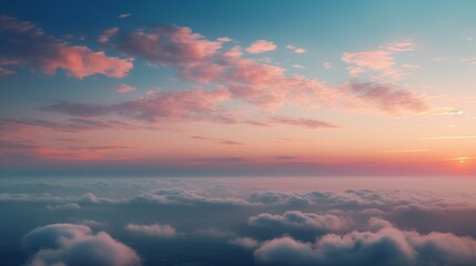 A hazy and dreamy sky with pastel clouds in shades of pink and blue Generative AI