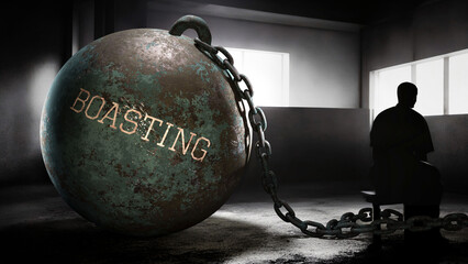 Boasting and intimate, silent and lonely suffering human soul. Person struggling with Boasting. Separated from the world in it's own emotional pain and alienation.,3d illustration