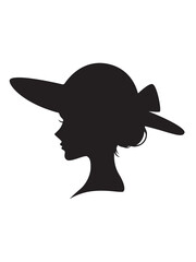帽子を被った女性の横顔シルエット