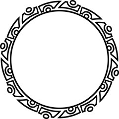 Abstract circle frame. Line art black frame.