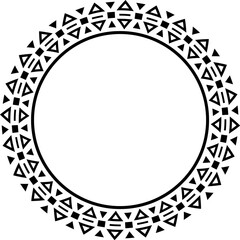 Abstract circle frame. Line art black frame.