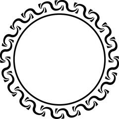 Abstract circle frame. Line art black frame.