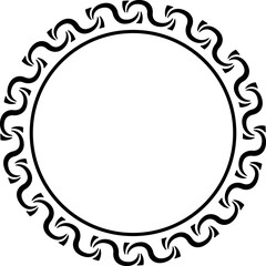 Abstract circle frame. Line art black frame.