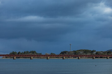 日本　京都府宮津市にある京都丹後鉄道の由良川橋梁