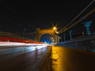 Fototapeta na wymiar bridge at night with vehicles light trails