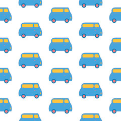 Funny children's seamless pattern with bulky colorful cars