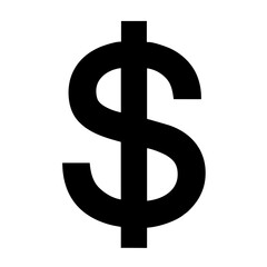 black flat Dollar symbol isolated on transparent background.Dollar icon for website,logo,app,UI. US dollar sign.