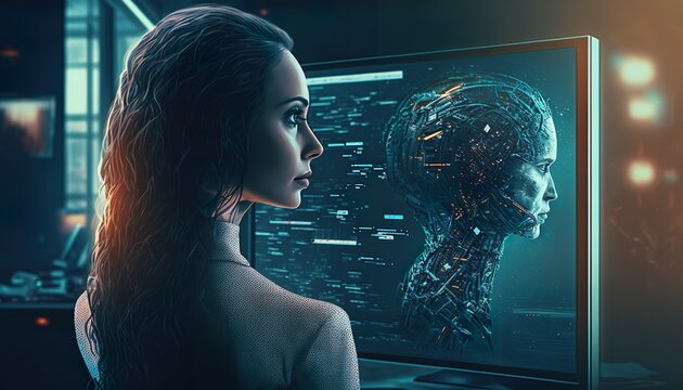 K&uuml;nstliche Intelligenz, abstraktion eines Gesichts (Generative AI)