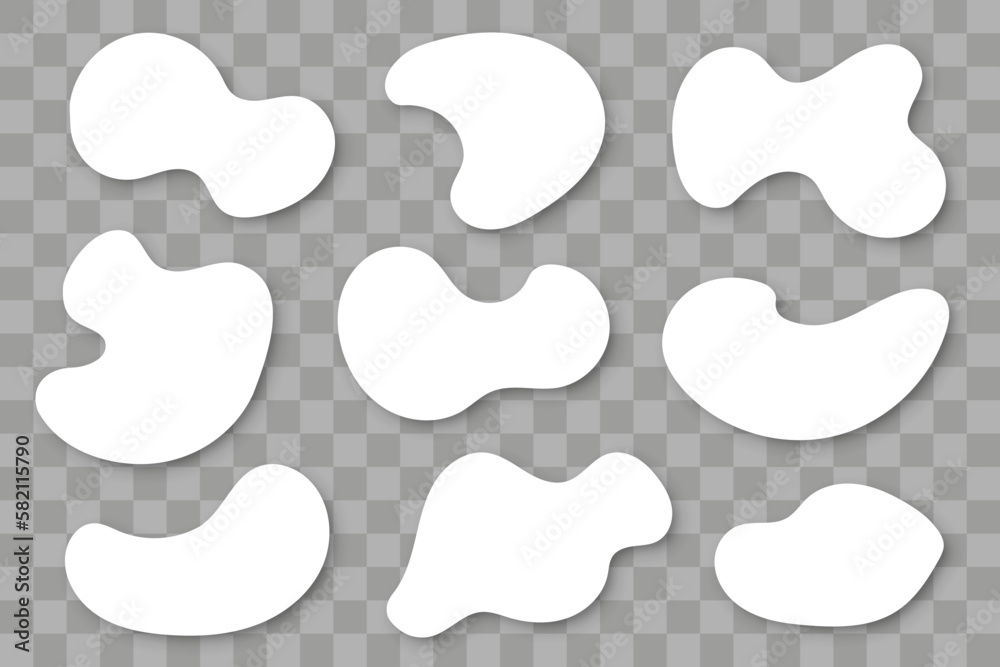 Poster Set of liquid shapes element with shadow. Fluid shapes collection