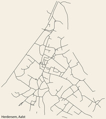 Detailed hand-drawn navigational urban street roads map of the HERDERSEM COMMUNE of the Belgian city of AALST, Belgium with vivid road lines and name tag on solid background