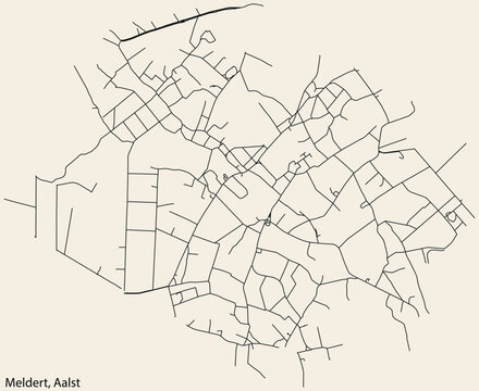 Detailed hand-drawn navigational urban street roads map of the MELDERT COMMUNE of the Belgian city of AALST, Belgium with vivid road lines and name tag on solid background