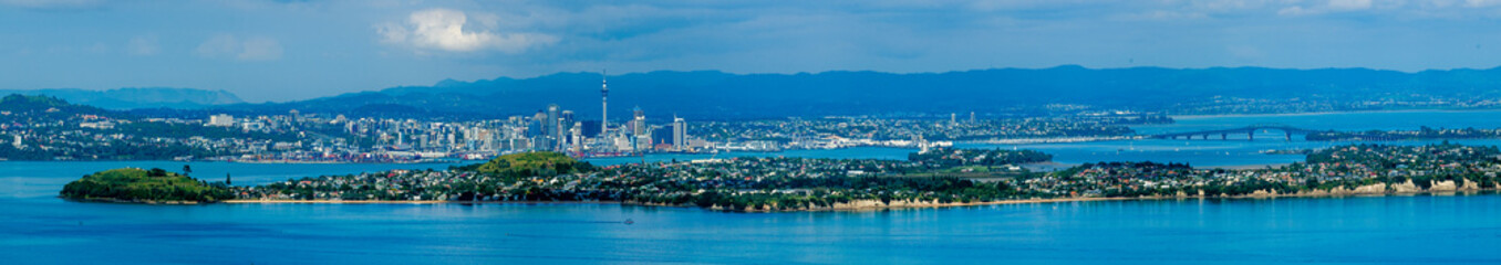 Auckland city panoramic view skyline with Sky Tower, north island, new Zealand