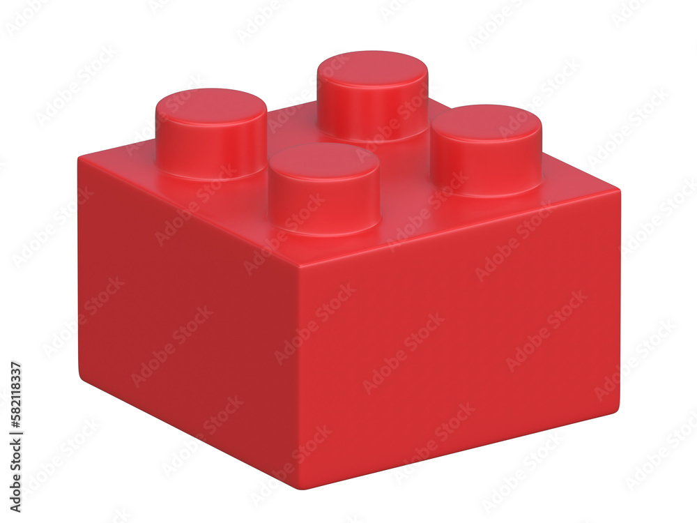 Poster single red building block 3d rendering