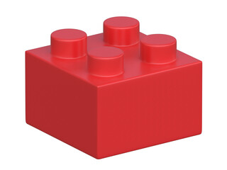 Single red building block 3d rendering