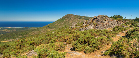 Panoramic View of Ría de Arosa Saline Estuary from A Curota Viewpoint, Puebla del Caramiñal, Ría de Arosa, A Coruña, Galicia, Spain, Europe