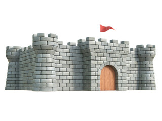 Fort with gate and the flag 3d illustration © koya979