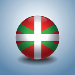 Basque lands flag. Round glossy. Isolated on color gradient background - obrazy, fototapety, plakaty