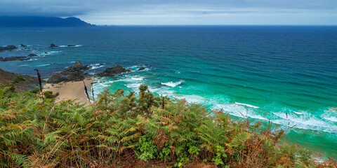 Fototapeta na wymiar Seascape from Peña Furada Viewpoint, Ortigueira, A Coruña, Galicia, Spain, Europe