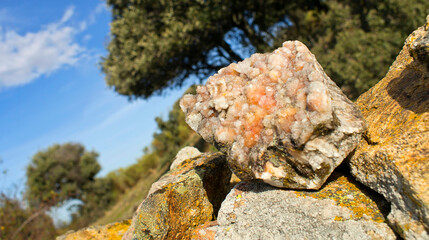 Druze of Milky Quartz Crystals, Sierra de Guadarrama National Park, Segovia, Castile Leon, Spain, Europe