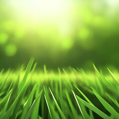 green grass with dew - Green grass background - Generative AI