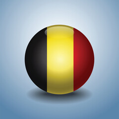 Belgium flag. Round glossy. Isolated on color gradient background
