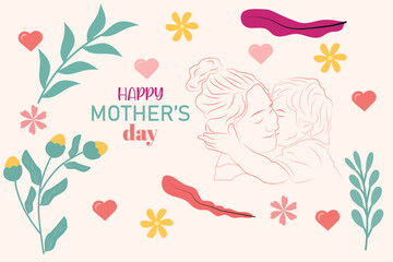 Fototapeta na wymiar Happy mothers day celebration greeting card