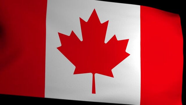 The flag of Canada is fluttering in the wind. Symbol of state power. Patriotic holidays and national festivals.
