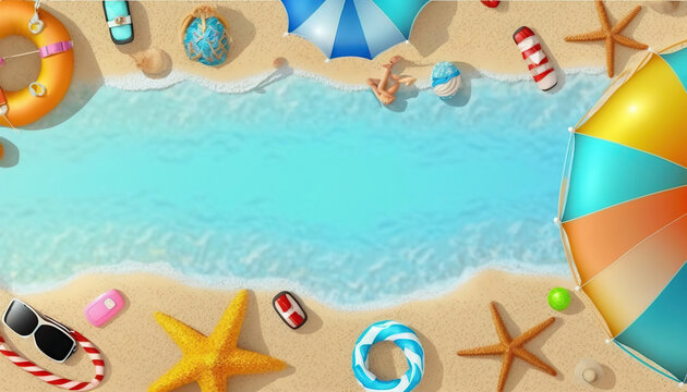 top view summer beach and vacation concept. generative ai