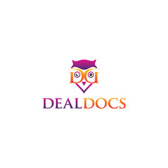 logo letter D  owl colorful illustration template