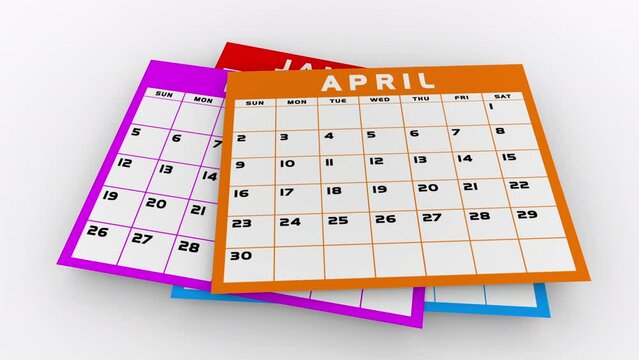 Calendar Schedule Days Dates Months Weeks Passing 3d Animation
