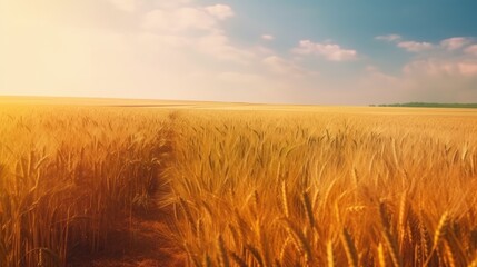 Obraz premium Golden wheat field on sunny day