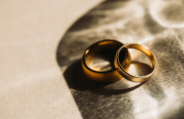 wedding rings on the table