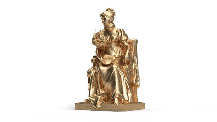 3d render statue gold isolated woman seat