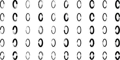 Grunge Oval Circle black abstract shape 50 Set