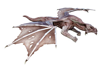 3D Rendering Fairy Tale Dragon on White