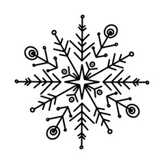 Doodle snowflake monochrome silhouette drawing