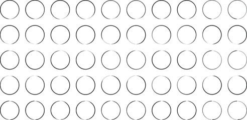 Grunge Circle Thin line black abstract shape 50 Set