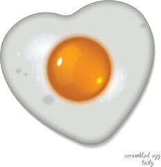 Heart shaped scrambled eggs. Highly realistic illustration.