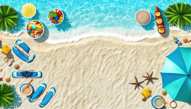 top view summer beach and vacation concept. generative ai