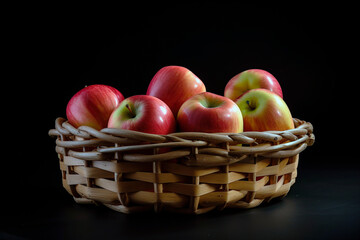 photo still life of basket with apples