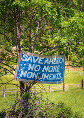 Anti Monument Sign Outside of Ancient Forest