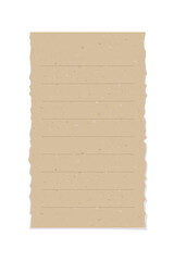 Vintage brown torn paper note. Recycled ripped memo paper template.